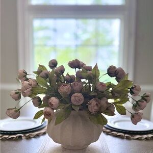 Viral Tan Peony Stems by Ashland Floral Arrangement in an Off-White Round Vase